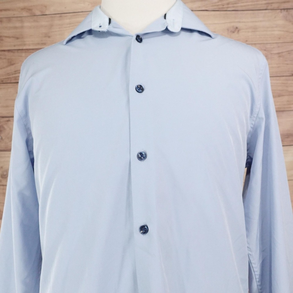 CON.STRUCT Cooling Comfort Dress Shirt Mens 16.5 34/35 L Slim Fit Blue Stretch